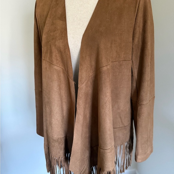 Renee C. Tan Suede Fringe Open-Front Jacket - Picture 3 of 5